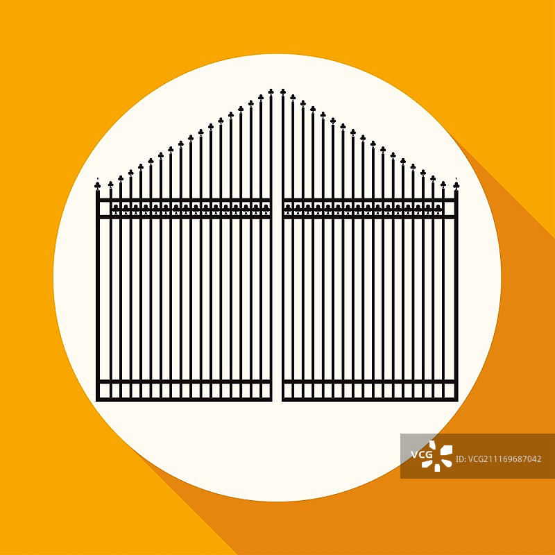 白色圆形长阴影门图标图片素材