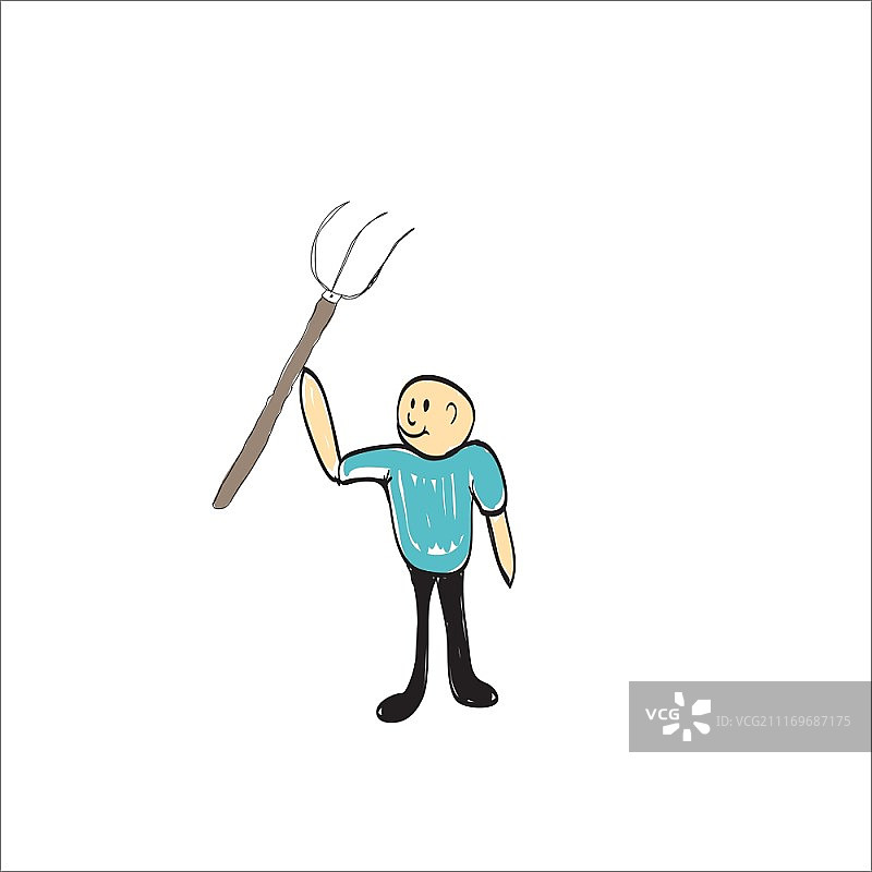 手持草叉的农民插画图片素材
