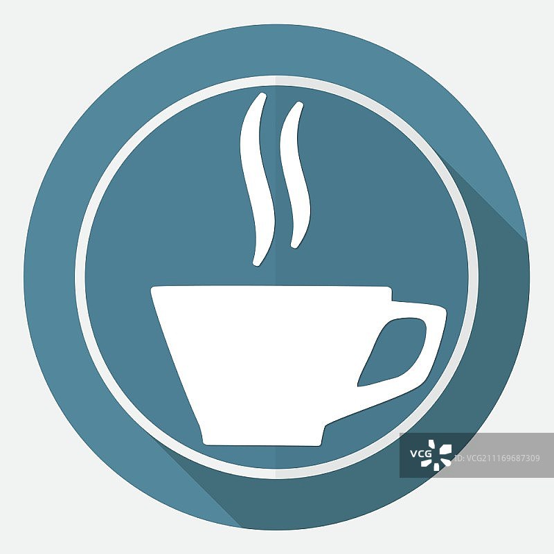 白色圆形长阴影杯子图标图片素材