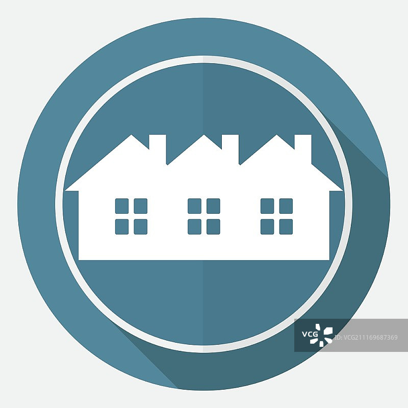 长阴影白色圆圈房屋图标图片素材