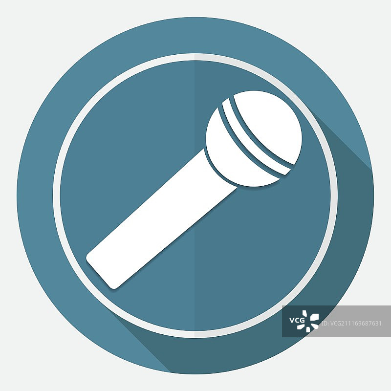 白色圆形长阴影麦克风图标图片素材