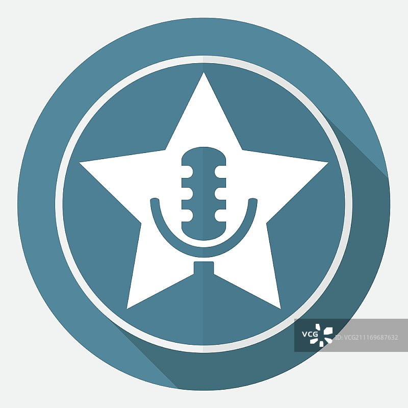 白色圆形长阴影麦克风图标图片素材