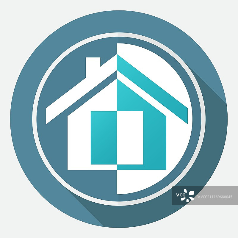 长阴影白色圆圈房屋图标图片素材