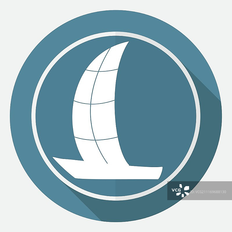 白色圆圈长阴影游艇图标图片素材