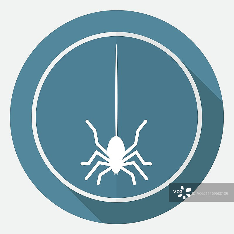 白色圆形长阴影蜘蛛图标图片素材