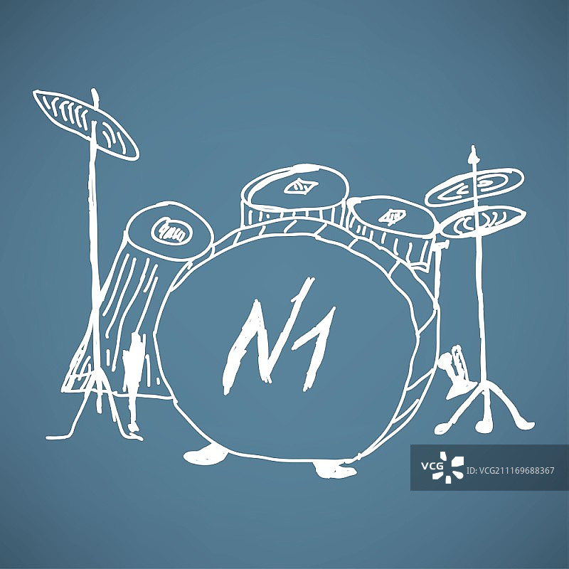 手绘架子鼓草图图片素材