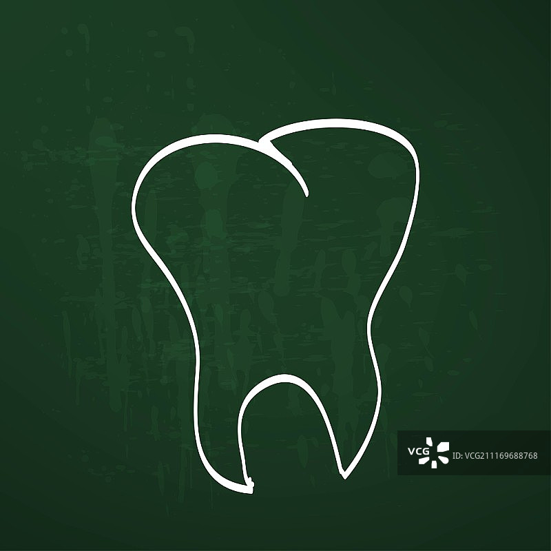 粉笔画在黑板上的牙齿解剖结构矢量图图片素材