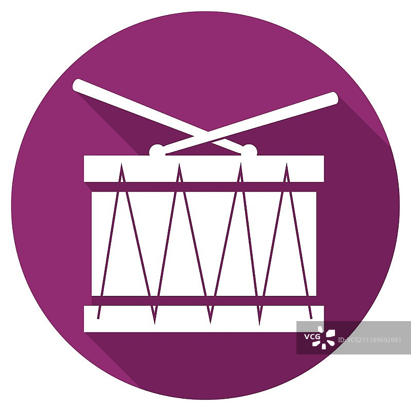 带长阴影的鼓扁平图标图片素材