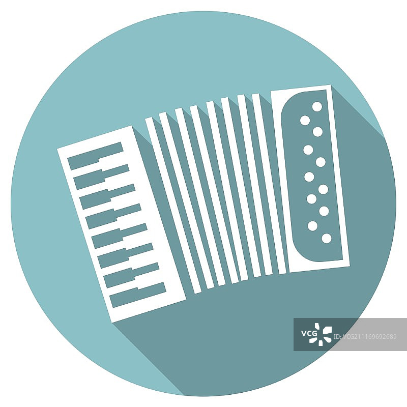 手风琴扁平风格长阴影图标图片素材