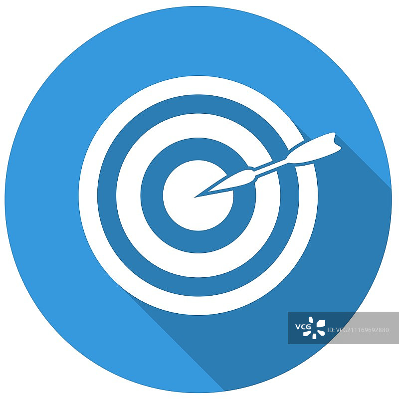 长阴影白色圆圈上的箭头目标图片素材