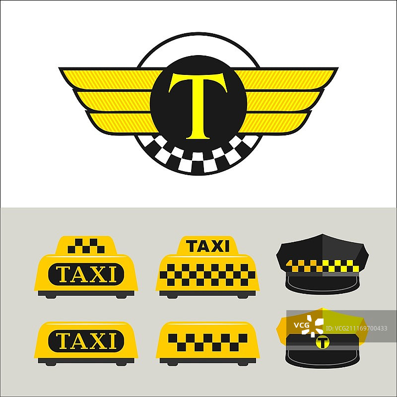 出租车。标志。矢量标志、符号集。图片素材