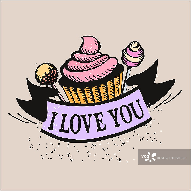 情人节蛋糕贺卡，我爱你图片素材