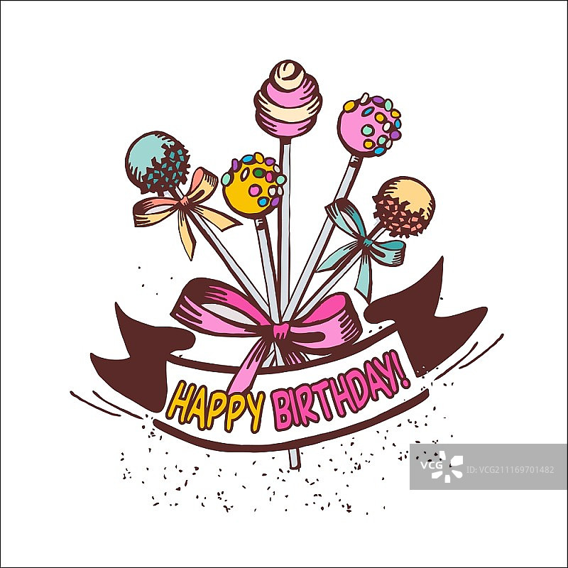 生日快乐复古蛋糕贺卡矢量素材图片素材