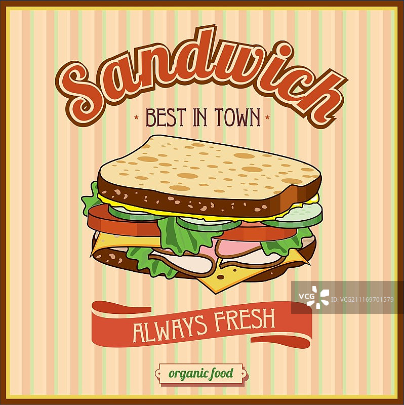 复古三明治海报矢量插画图片素材