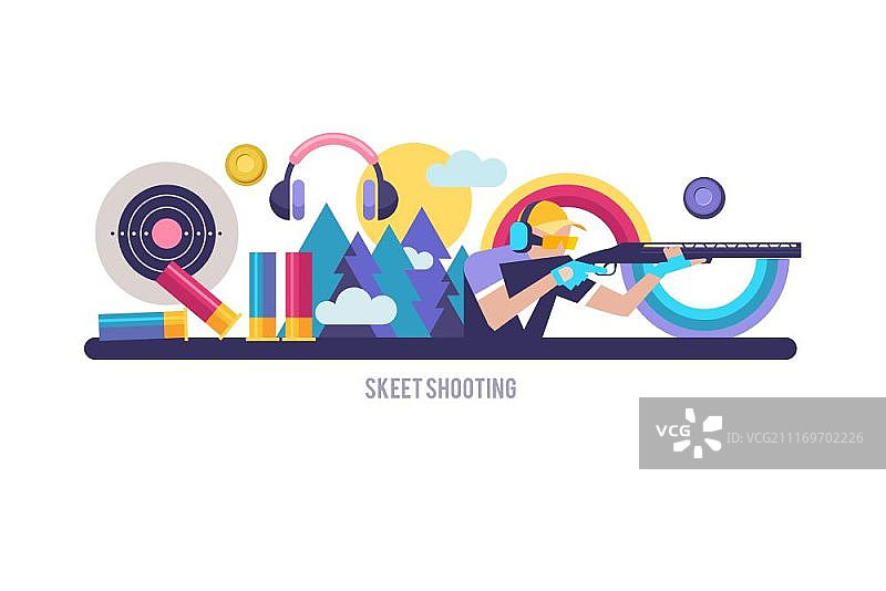 飞碟射击主题插画矢量元素图片素材