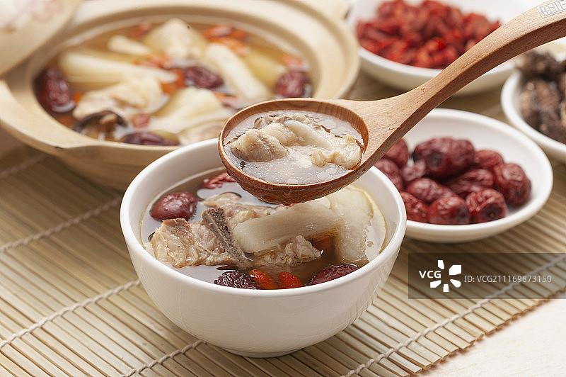 药膳食补 山药排骨汤 中药图片素材