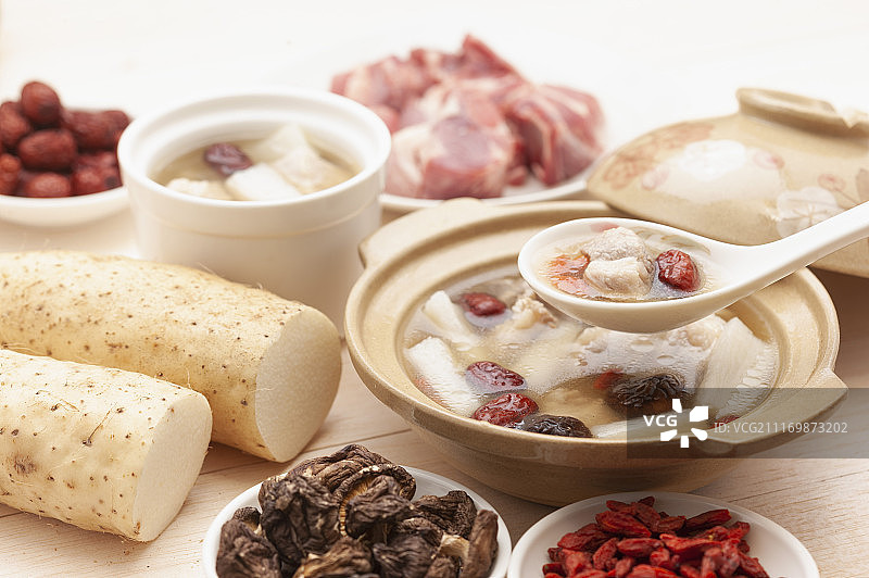 药膳食补 山药排骨汤 中药图片素材