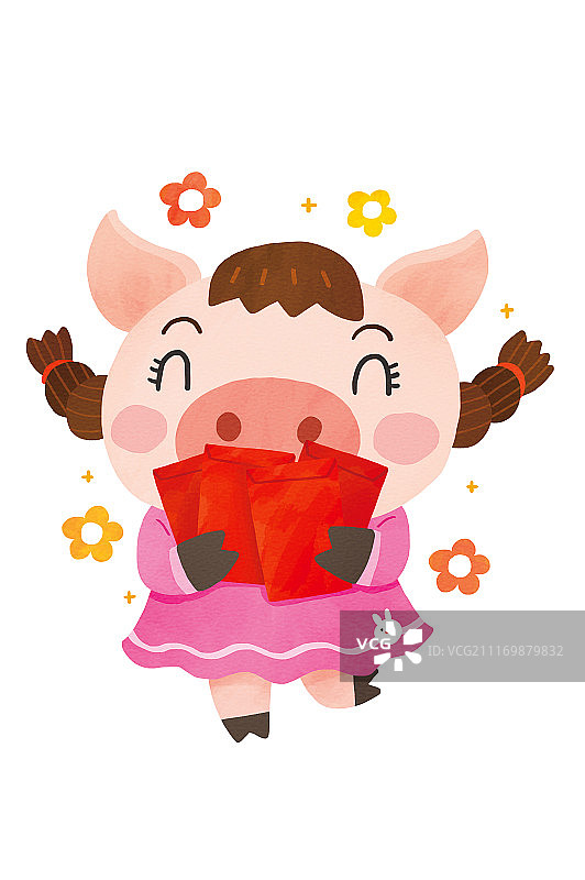 拿着红包的猪图片素材