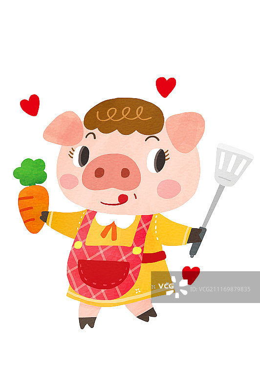拿着锅铲的猪图片素材