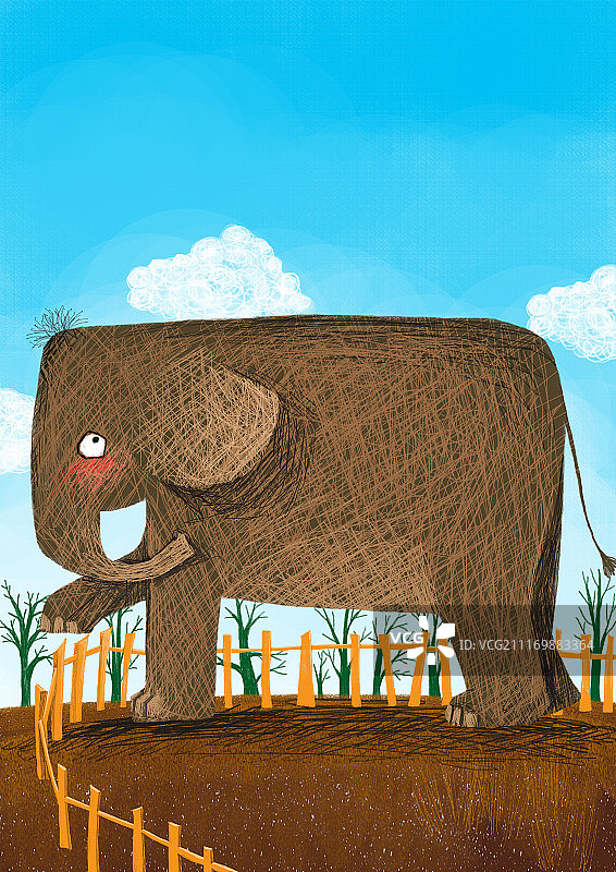 背景分离动物系列组图共3000多幅-围栏里的大象图片素材