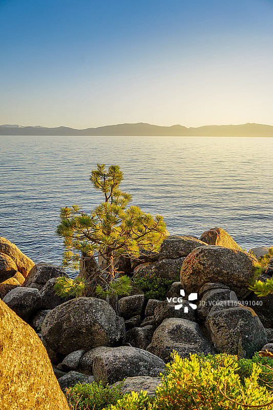 太浩湖沙港日落图片素材
