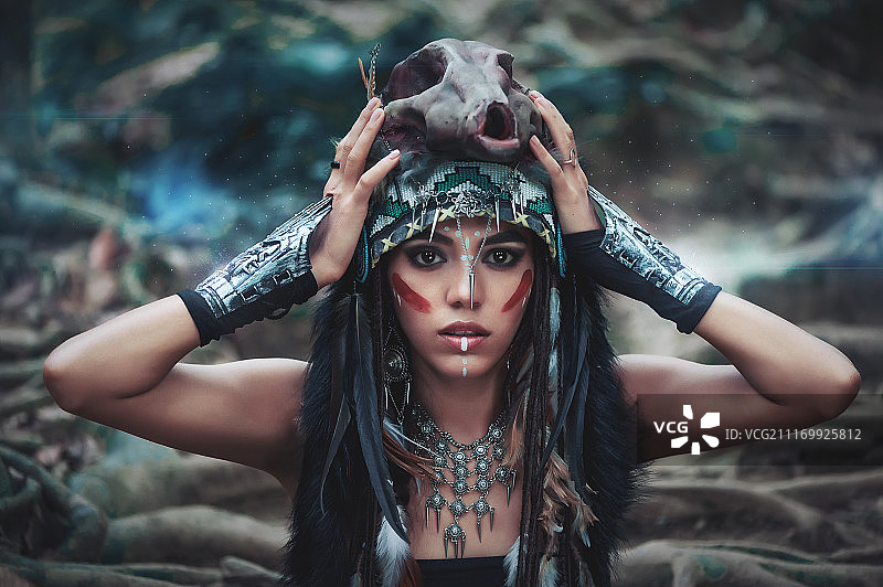 超现实年轻女性的特写图片素材