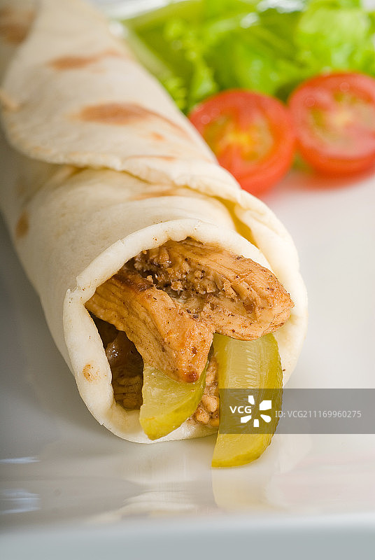 皮塔饼鸡肉卷图片素材