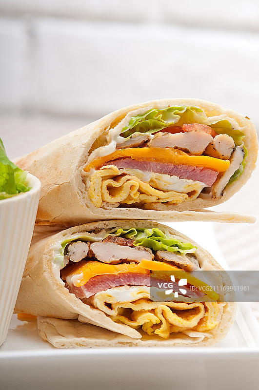 俱乐部三明治皮塔饼卷图片素材