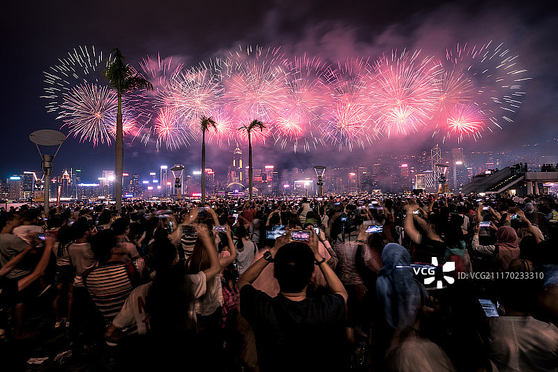 2018年香港国庆烟花汇演图片素材