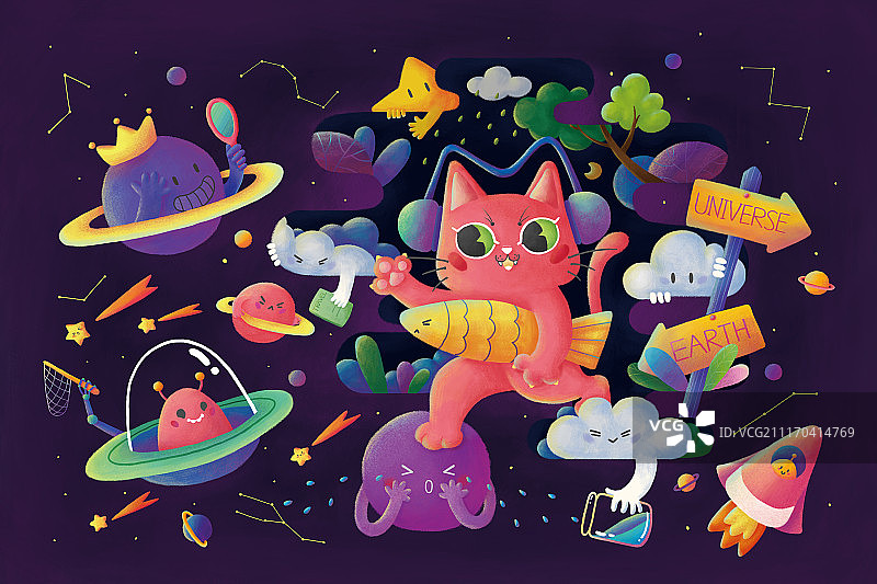 宇宙旅行涂鸦图片素材