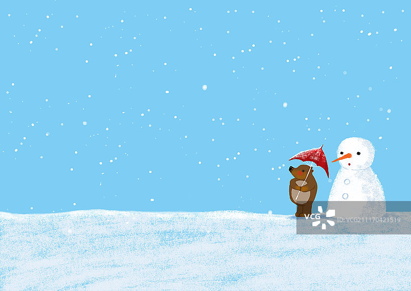 背景分离动物系列组图共3000多幅-熊系列雪地上打伞的熊图片素材