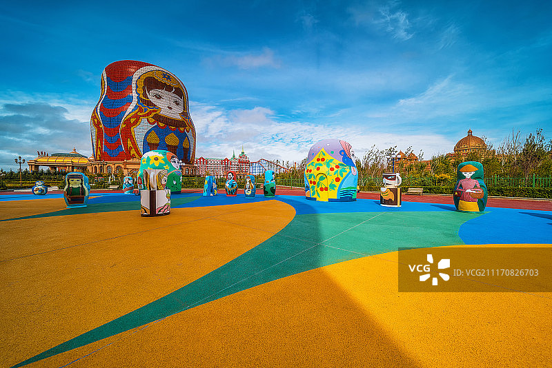 呼伦贝尔满洲里市俄罗斯套娃广场图片素材