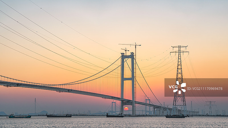虎门二桥日落全景图片素材