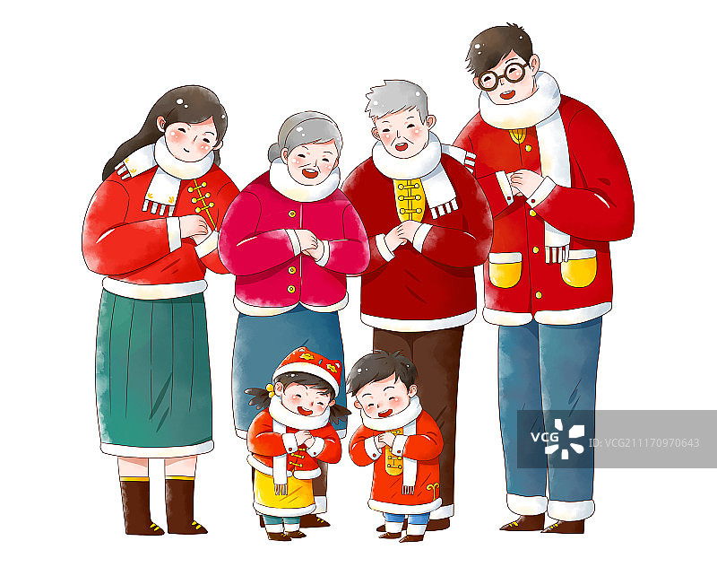 全家拜年图片素材