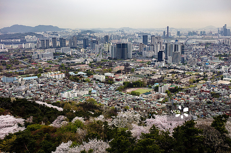 从首尔塔俯瞰明洞图片素材