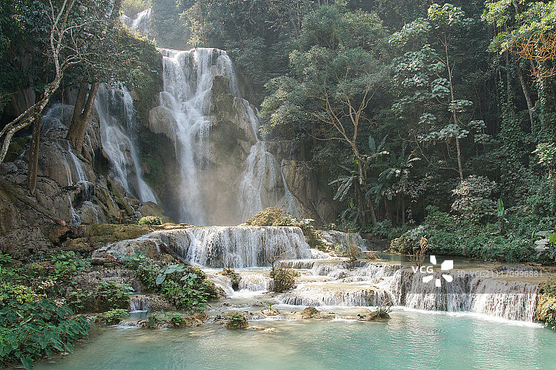 老挝关西瀑布图片素材