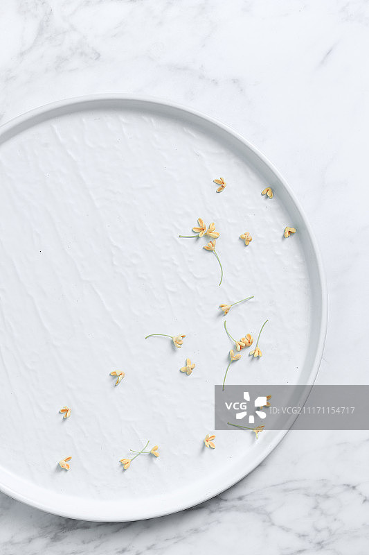 装在白色盘子里的桂花图片素材