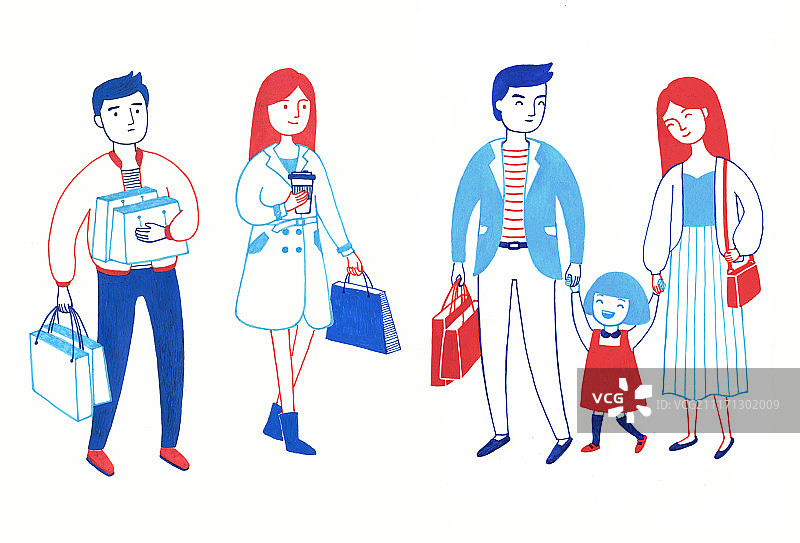 逛街购物插画图片素材