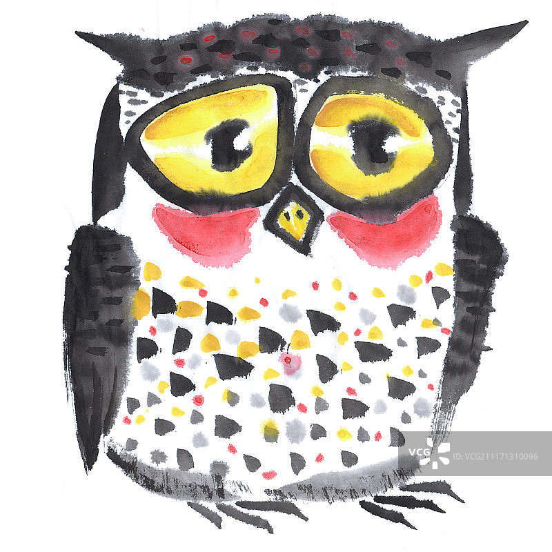 中国画水墨动物系列第一季共1000幅-猫头鹰系列图片素材