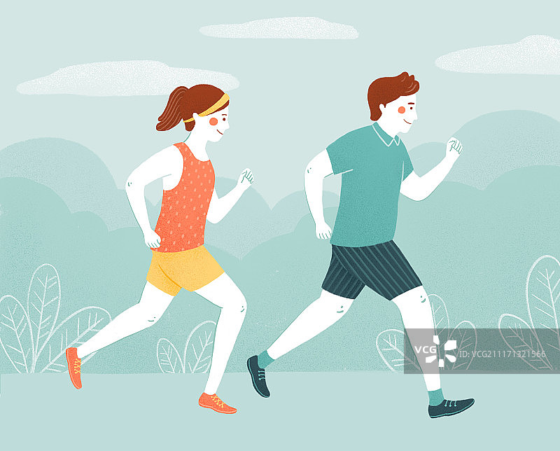 户外跑步慢跑插画图片素材