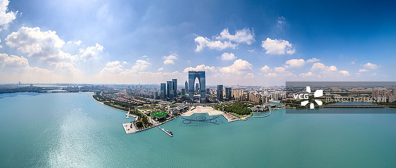 苏州金鸡湖航拍全景图片素材