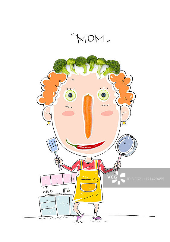 带水果和蔬菜的矢量插画图片素材