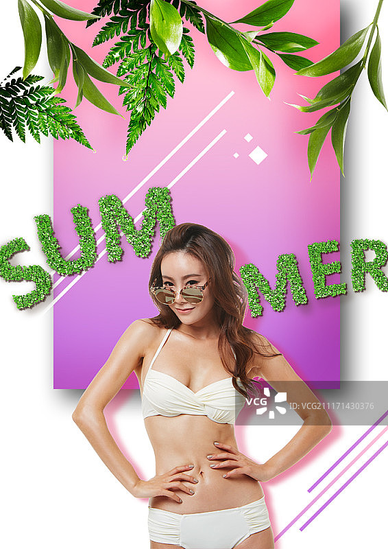 夏季假期概念合成图图片素材