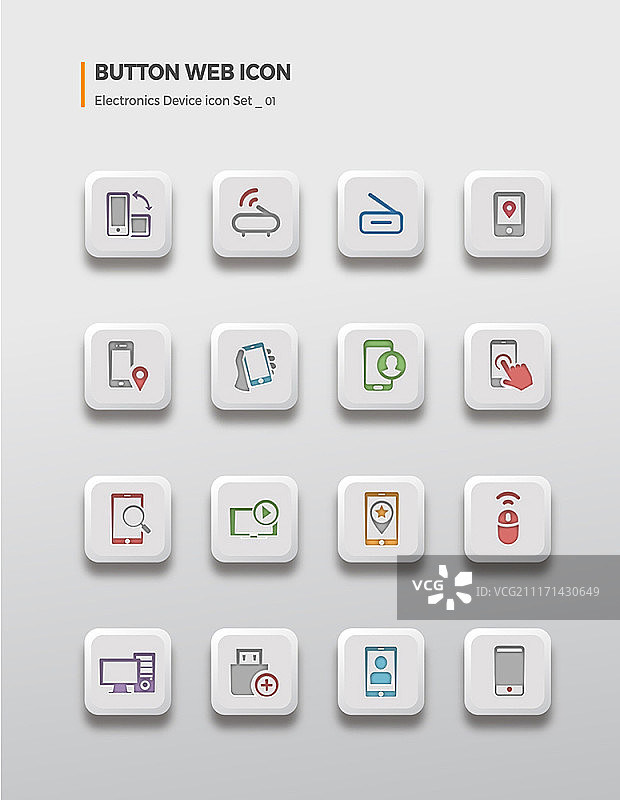 网页按钮图标，电子设备图标集图片素材