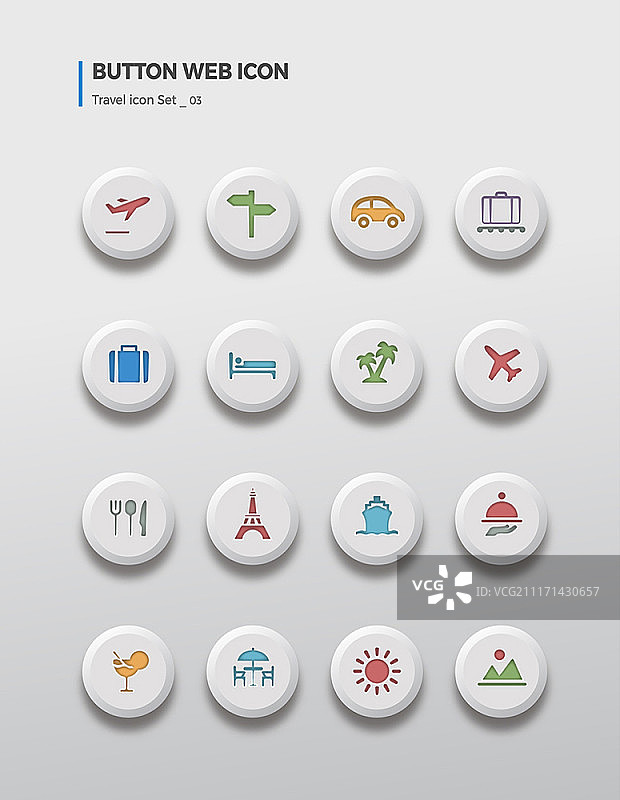Web按钮图标，旅行图标集图片素材