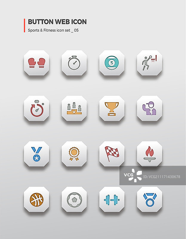 Web按钮图标，体育图标集图片素材