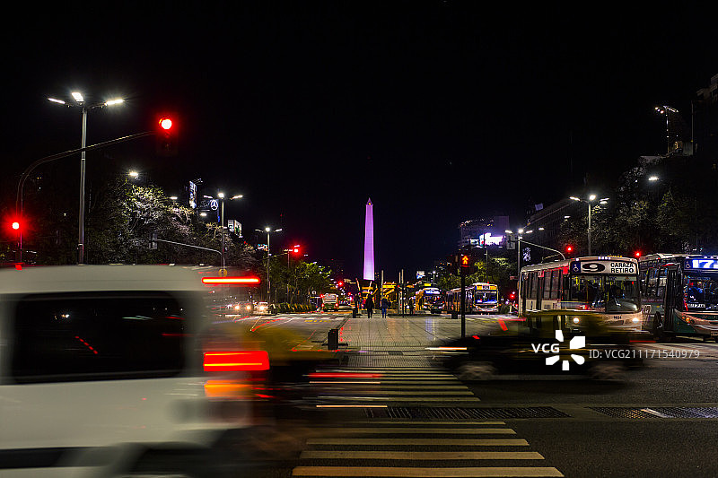 阿根廷布宜诺斯艾利斯夜景：方尖碑地标图片素材