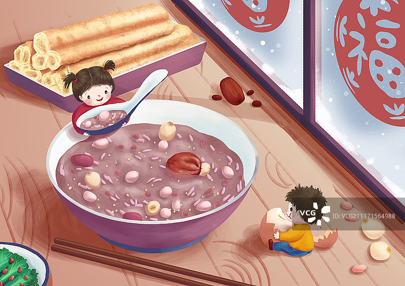 童趣腊八粥图片素材