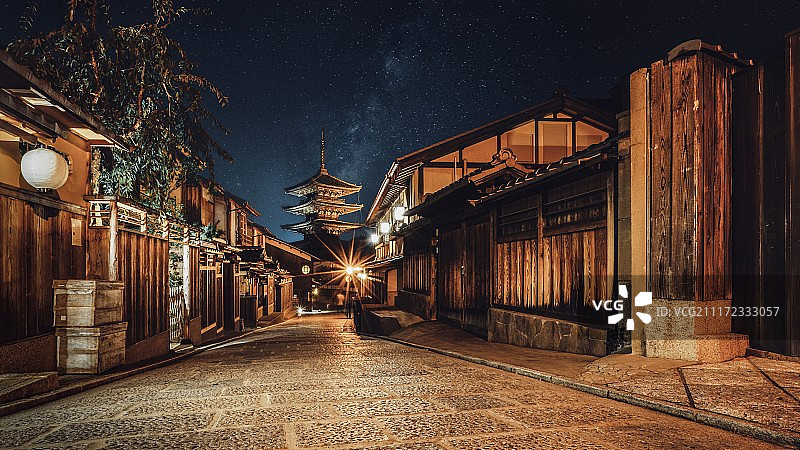 日本京都八阪塔夜景图片素材