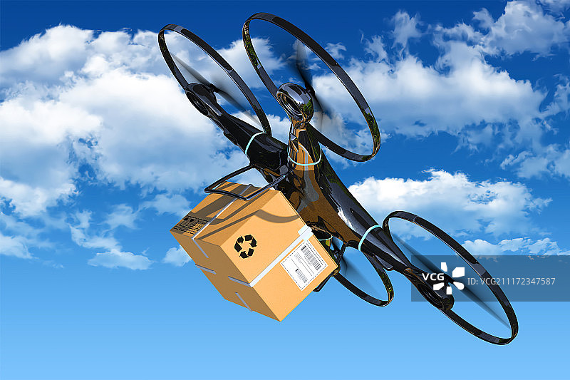 3D无人机运输货物图片素材